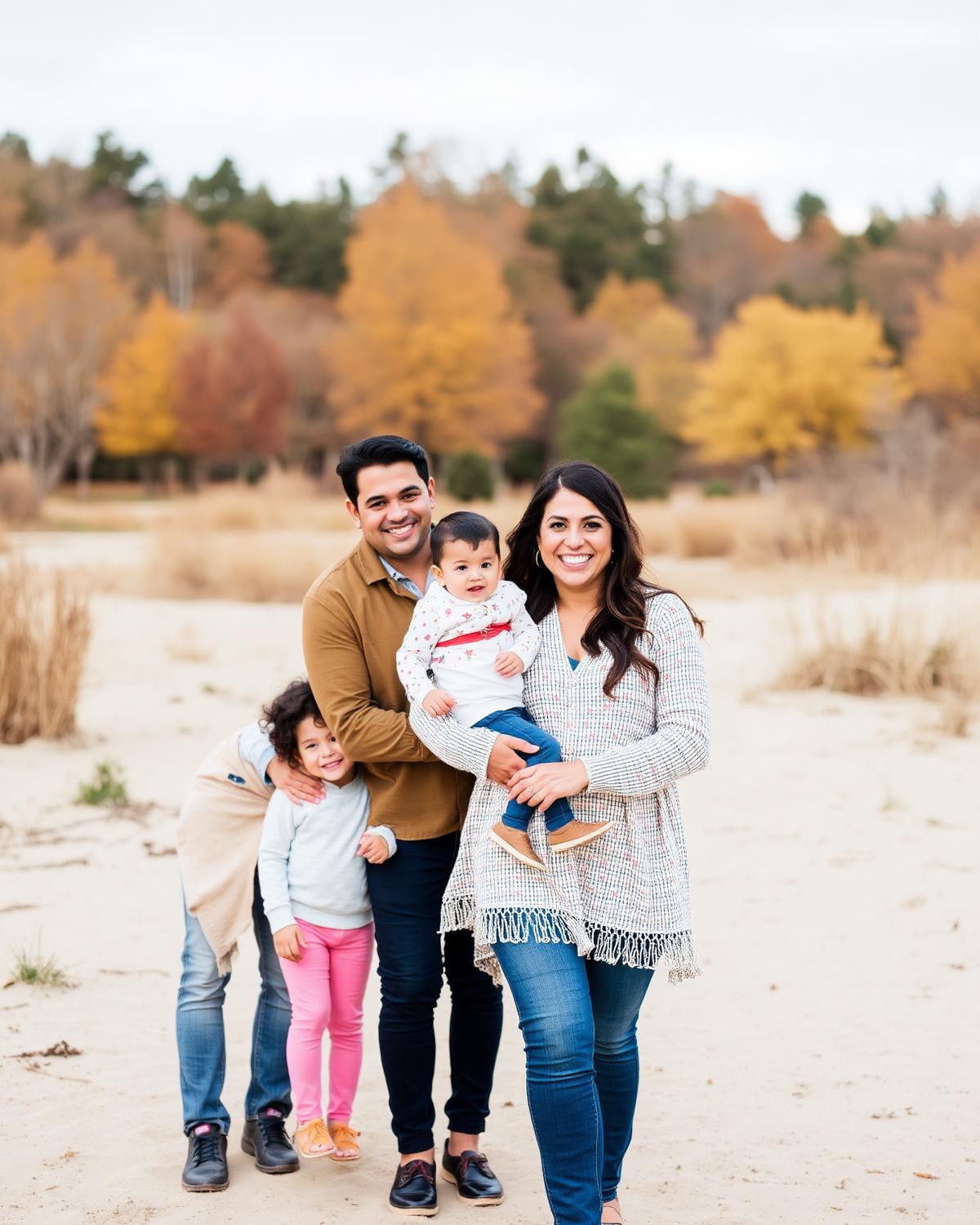 Familia en parque de otoño