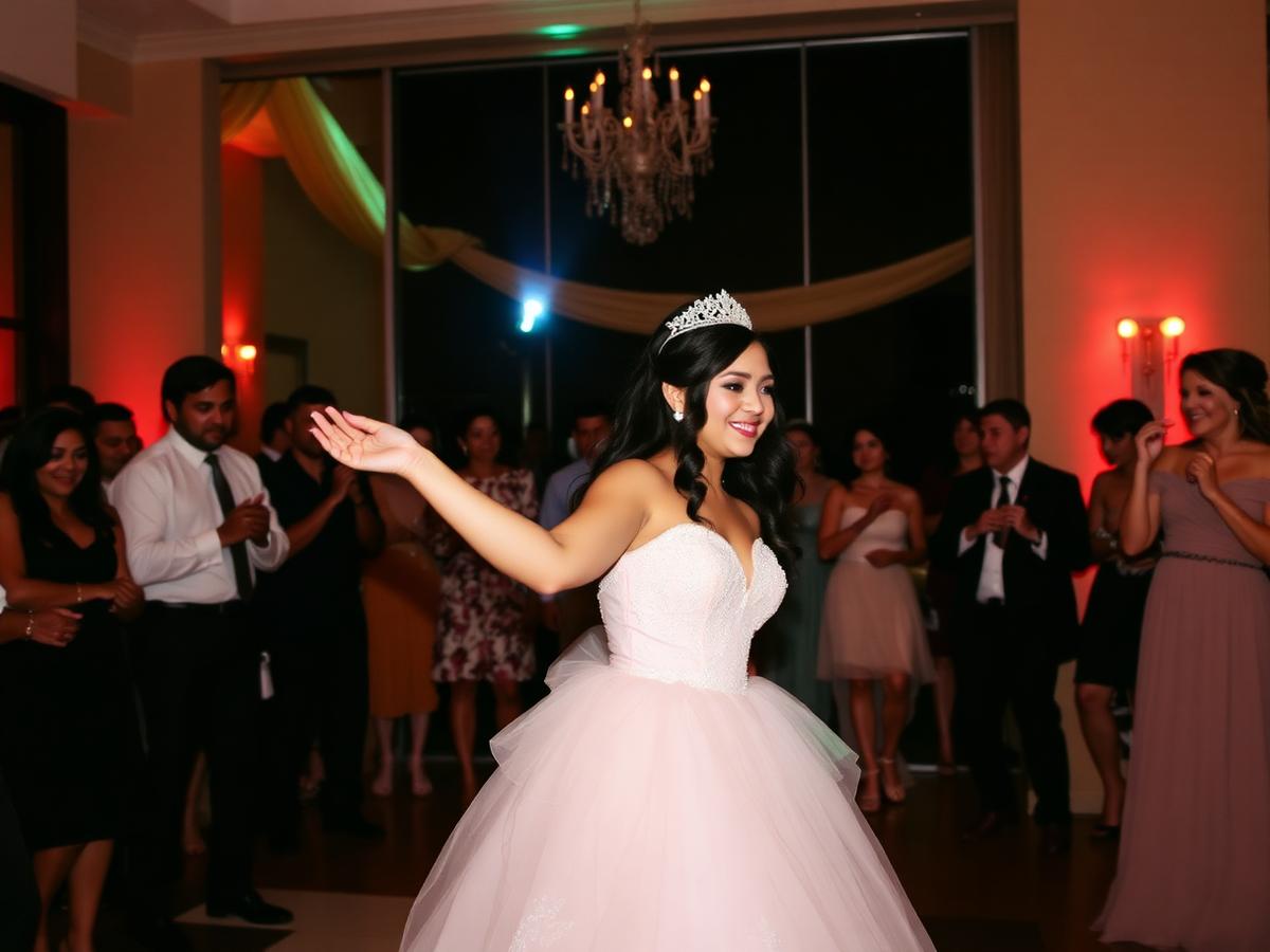 Quinceañera en la pista de baile